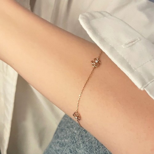 14K 러블리 로즈 스톤 팔찌