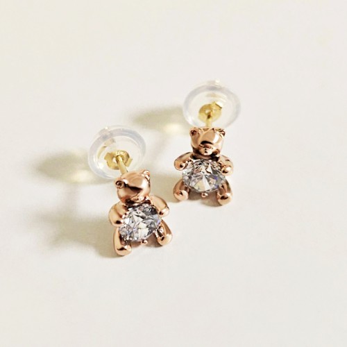 14K 곰돌이 스톤 귀걸이