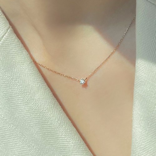 14K 심플 프롱 1부,2부 랩그로운 다이아몬드 목걸이
